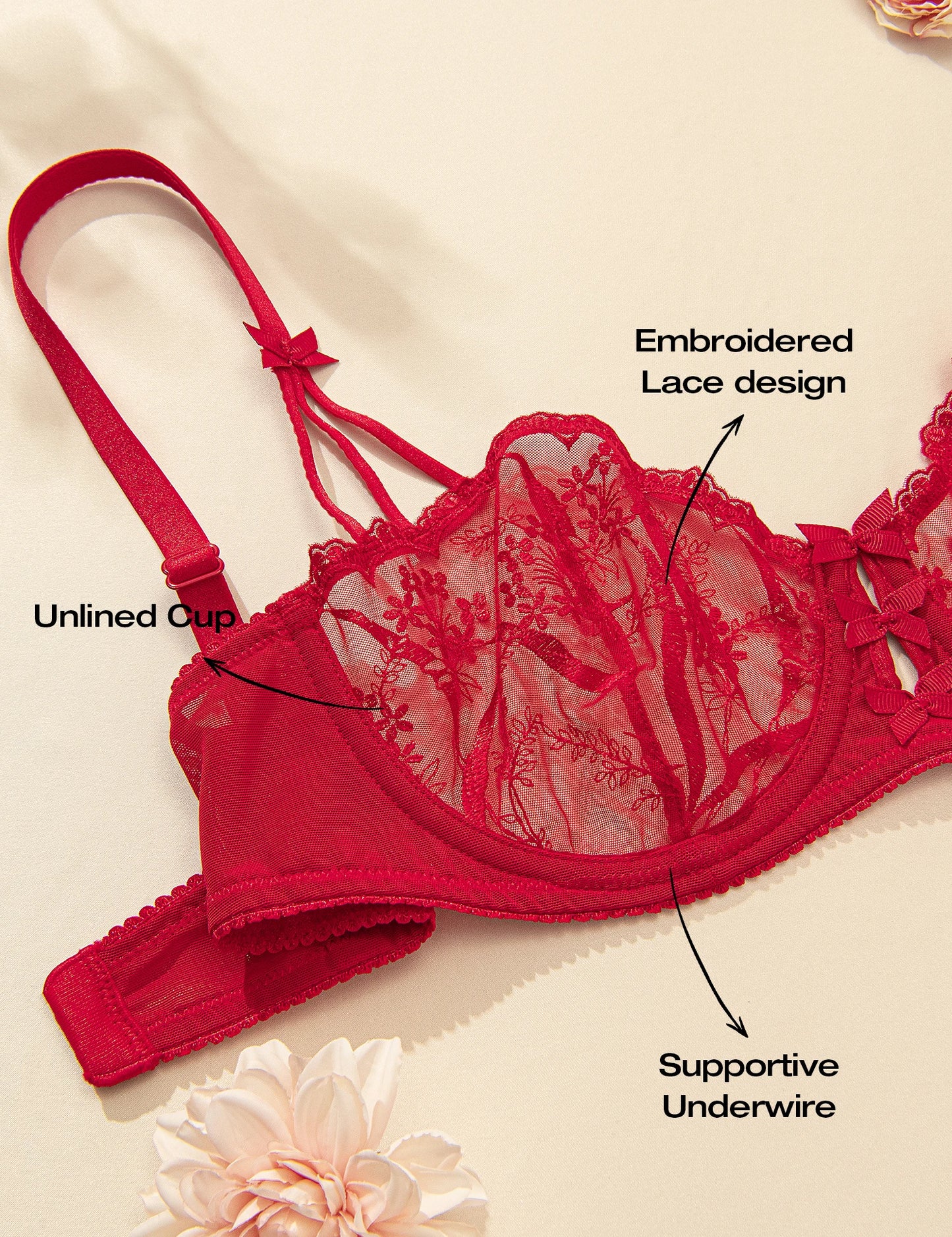 Balconette ™ Sexy Underwire Non Padded Lace Bra