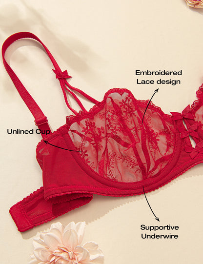 Balconette ™ Sexy Underwire Non Padded Lace Bra