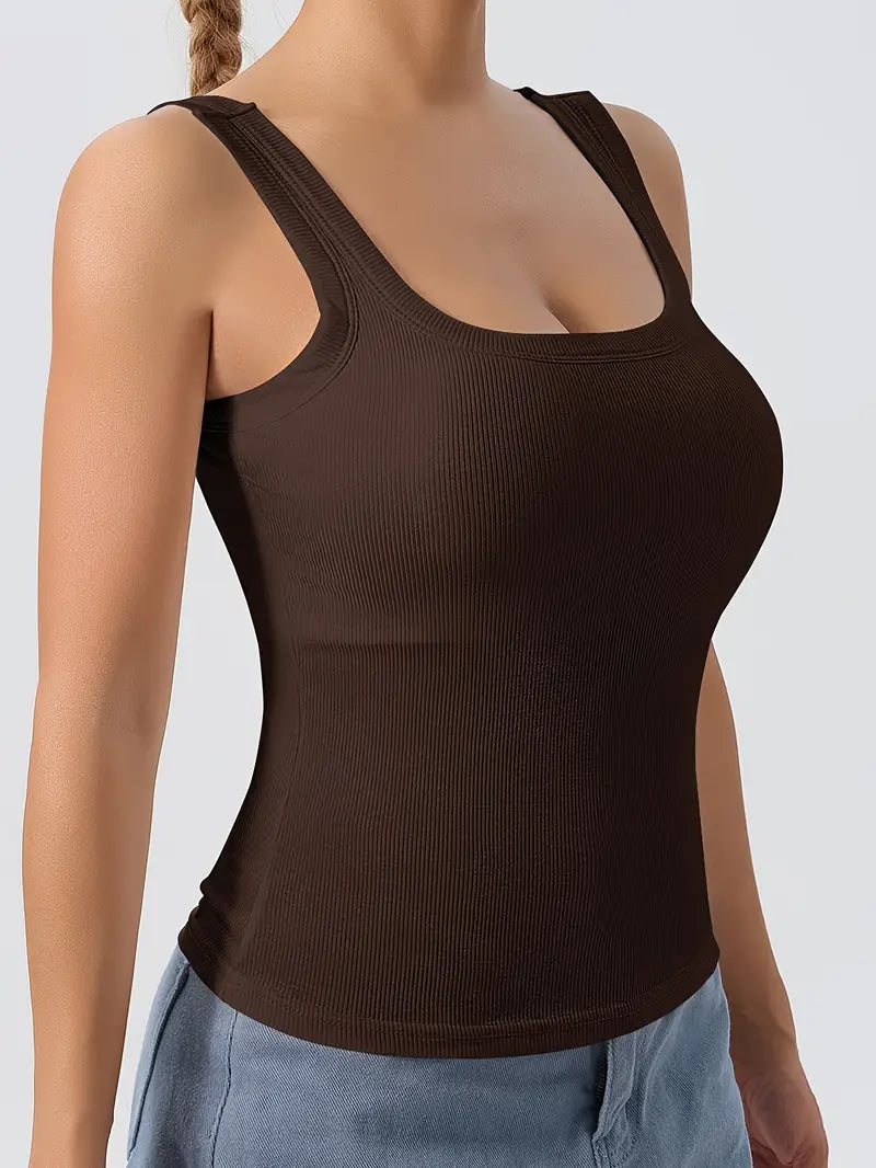 Dawndesslo™ Sports Tank Top With Detachable Chest Pad