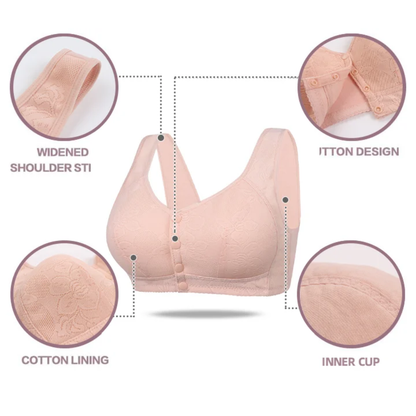 Rosette Bra Wireless Front Button Bras For Seniors Large Size Bra For Women