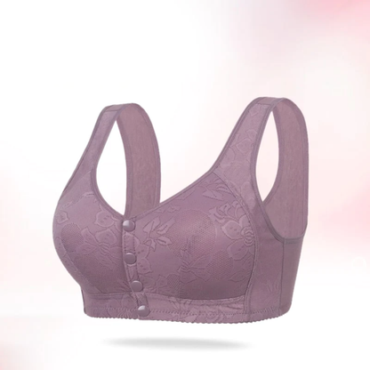 Rosette Bra Wireless Front Button Bras For Seniors Large Size Bra For Women