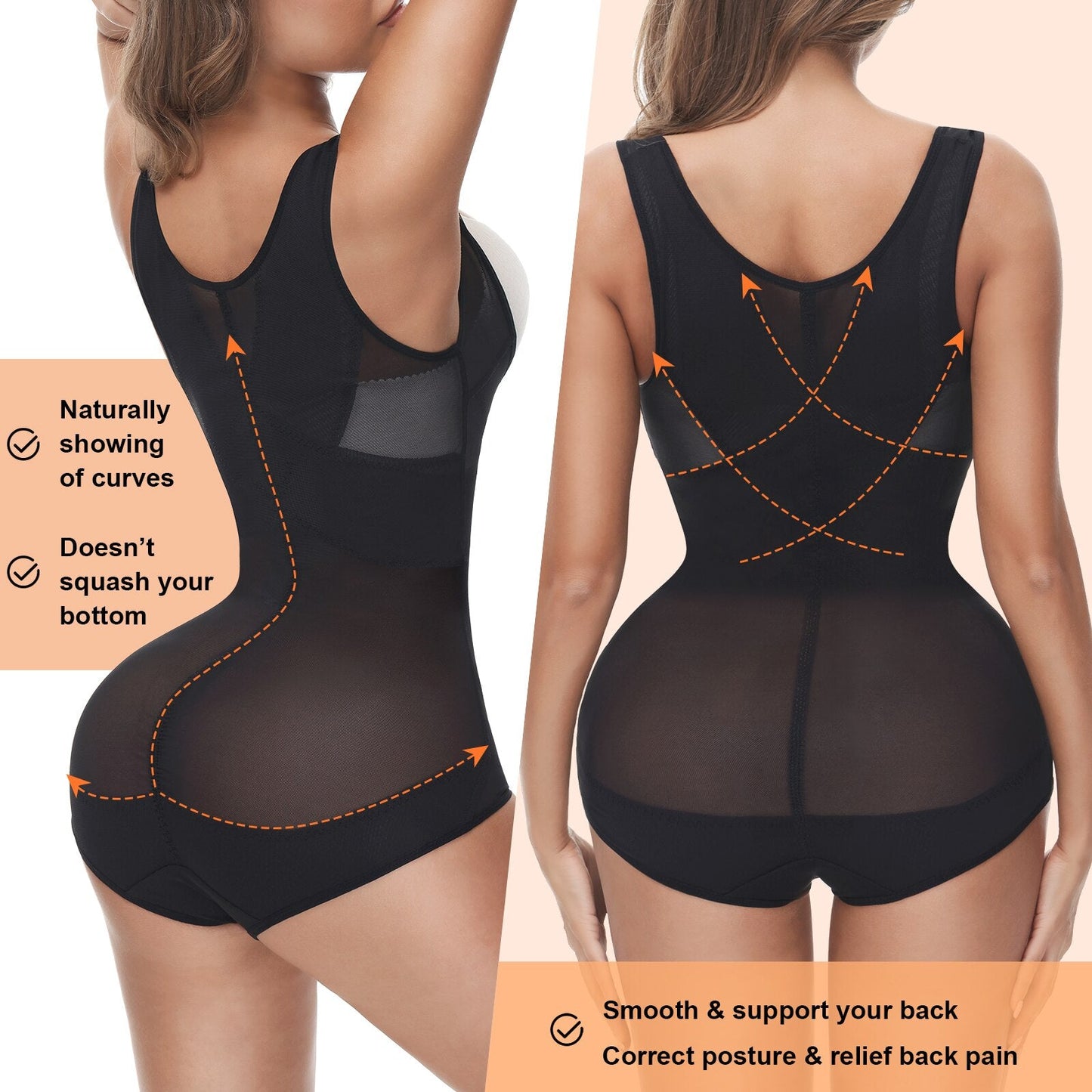 Women's Tummy Control Butt Lifter Bodysuit - Seamless Body Shaper Underwear