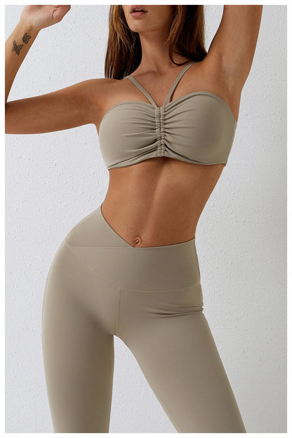 Womens 2 Piece V Neck Crop/Leggings