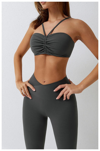 Womens 2 Piece V Neck Crop/Leggings