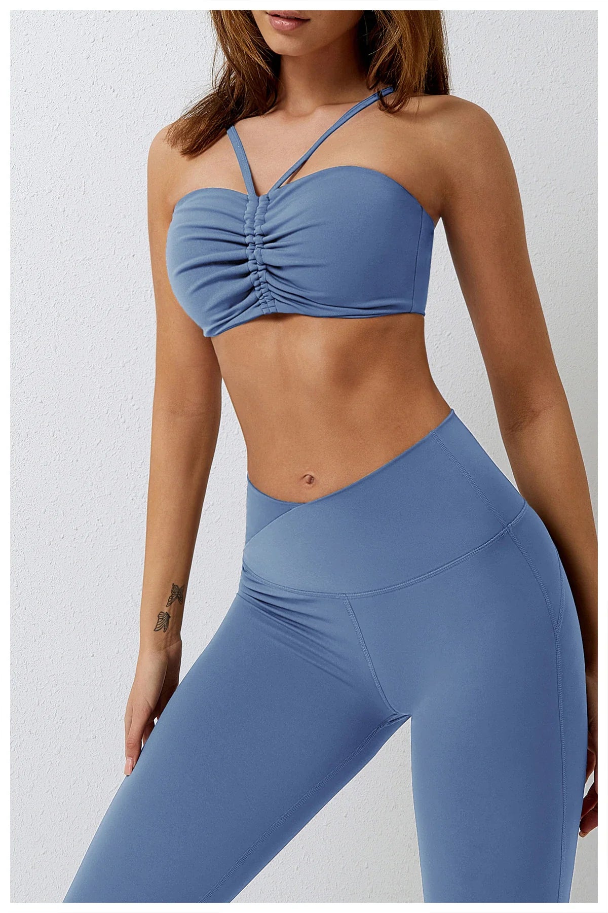 Womens 2 Piece V Neck Crop/Leggings