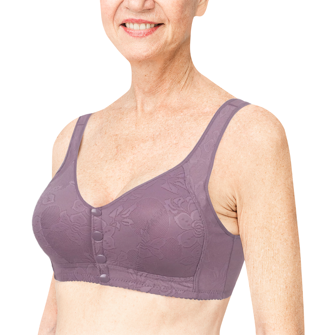 Rosette Bra Wireless Front Button Bras For Seniors Large Size Bra For Women