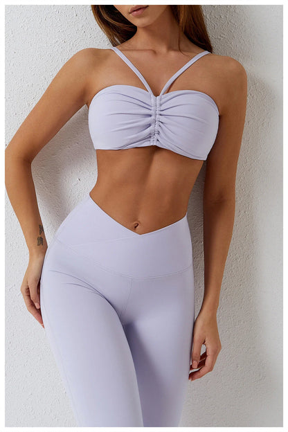 Womens 2 Piece V Neck Crop/Leggings