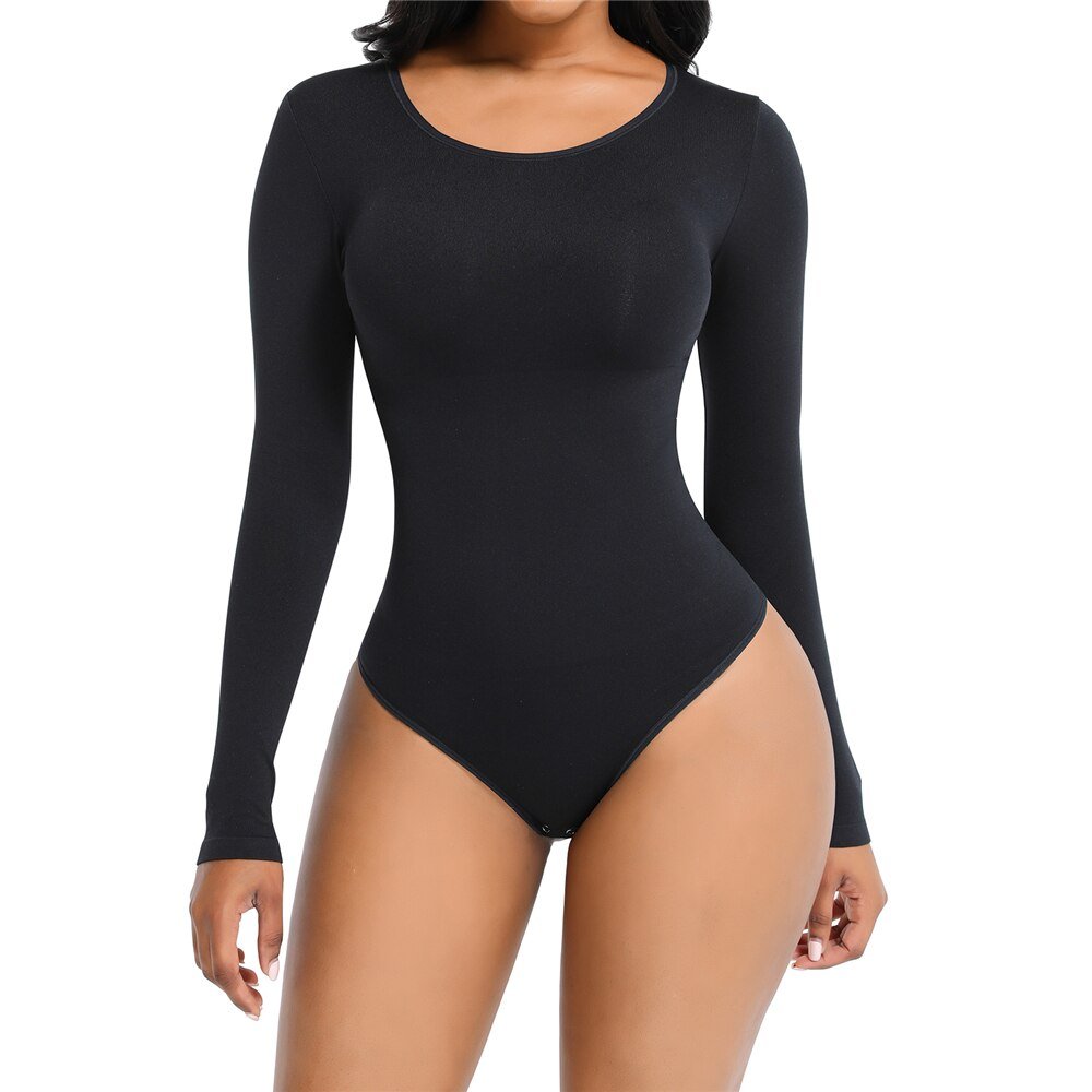 Long Sleeve Thong Bodysuit - Body Sculpt Shapewear